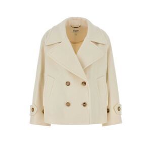 Chloe Women White Wool Blend Coat